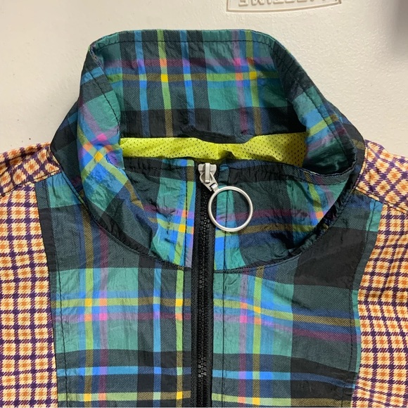 Urban outfitters Mix Plaid Blocked Track multicolor color-patch Bomber jacket S - Picture 9 of 11